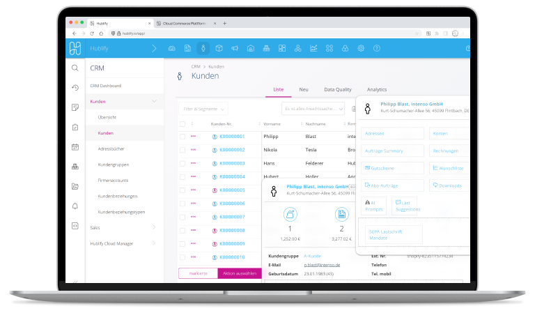 Demo Hublify CDM Kundenübersicht 768 Device