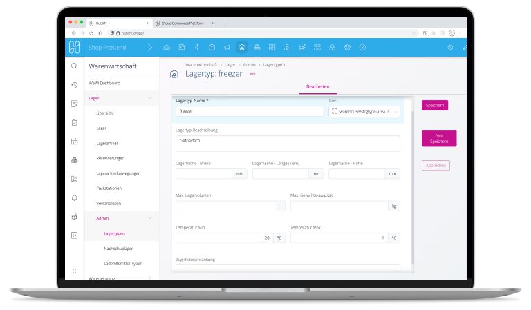 Demo Hublify Warehouse Lagertyp Kühlware 768 Device