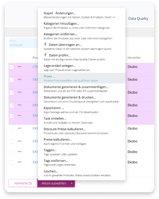 Möglichkeiten für Bulk-Editing und Batch Actions im PIM